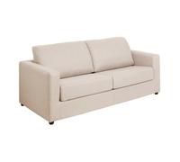 Canapé 3 places convertible express en tissu beige - Couchage 140 cm - Matelas 14 cm DONETO