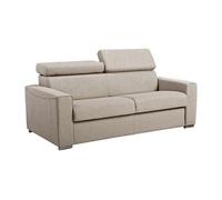 Canapé 3 places convertible express en tissu beige - couchage 140 cm - Matelas 18 cm VIZIR
