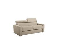 Canapé 3 places convertible express en tissu beige - couchage lattes larges 140 cm - Matelas 22 cm avec mémoire de forme VIZIR