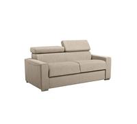 Canapé 3 places convertible express en tissu beige - couchage lattes larges 140 cm - Matelas 22 cm avec mémoire de forme VIZIR