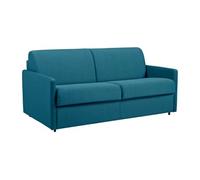 Canapé 3 places convertible express en tissu bleu turquoise - Couchage 140 cm - Matelas 14 cm CALIFE