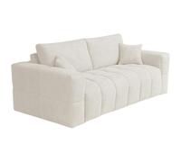 Canapé 3 places convertible express en tissu bouclette beige - Couchage 140 cm - Matelas 13 cm ISSORO
