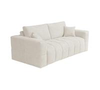 Canapé 3 places convertible express en tissu bouclette beige - Couchage 140 cm - Matelas 13 cm ISSORO