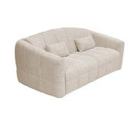 Canapé 3 places convertible express en tissu bouclette beige - Couchage 140 cm - Matelas 13 cm RETUNA II