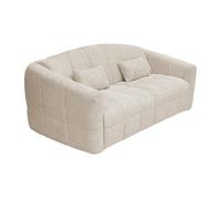Canapé 3 places convertible express en tissu bouclette beige - Couchage 140 cm - Matelas 13 cm RETUNA II