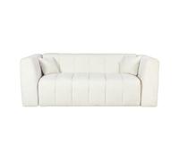 Canapé 3 places convertible express en tissu bouclette blanc cassé - Couchage 140 cm - Matelas 13 cm DILOME