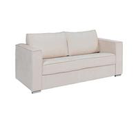 Canapé 3 places convertible express en tissu chenille beige - Couchage 140 cm - Matelas 18 cm LORETO