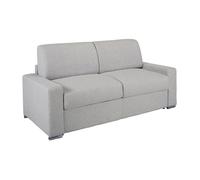 Canapé 3 places convertible express en tissu chiné gris - Couchage lattes larges 140 cm - Matelas 16 cm avec mousse à mémoire de