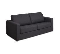 Canapé 3 places convertible express en tissu gris anthracite - Couchage 140 cm - Matelas 14 cm DONETO