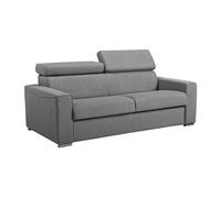 Canapé 3 places convertible express en tissu gris avec assise mémoire de forme - Couchage à lattes larges 140 cm - Matelas 14 cm VIZIR