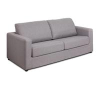Canapé 3 places convertible express en tissu gris - Couchage 140 cm - Matelas 14 cm DONETO