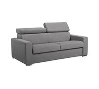 Canapé 3 places convertible express en tissu gris - Couchage 140 cm - Matelas 18 cm VIZIR
