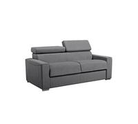 Canapé 3 places convertible express en tissu gris - couchage lattes larges 140 cm - Matelas 22 cm avec mémoire de forme VIZIR