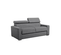 Canapé 3 Places Convertible Express en Tissu Vizir - Gris - Couchage Lattes Larges 140 cm - Matelas 22 cm avec mémoire de Forme DUNLOPILLO