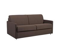 Canapé 3 places convertible express en tissu marron - Couchage 140 cm - Matelas 14 cm CALIFE