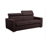 Canapé 3 places convertible express en tissu marron - Couchage 140 cm - Matelas 14 cm VIZIR