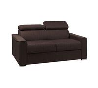 Vente-unique - Canapé 3 Places Convertible Express en Tissu Marron - Couchage 140 cm - Matelas 22 cm avec mémoire de Forme Vizir