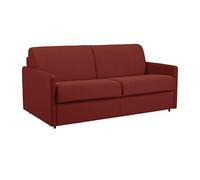 Canapé 3 places convertible express en tissu rouge - Couchage 140 cm - Matelas 14 cm CALIFE