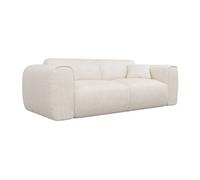 Canapé 3 places convertible express en tissu texturé beige - Couchage 140 cm - Matelas 13 cm mémoire de forme POGNIA