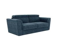 Canapé 3 places convertible express en tissu texturé bleu - Couchage 140 cm - Matelas 18 cm - RIZORA