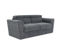 Canapé 3 places convertible express en tissu texturé gris anthracite - Couchage à lattes larges 140 cm - Matelas 22 cm avec mémoire de forme - RIZORA