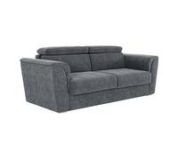 Vente-unique - Canapé 3 Places Convertible Express en Tissu texturé Gris Anthracite - Couchage à Lattes Larges 140 cm - Matelas 14 cm - RIZORA