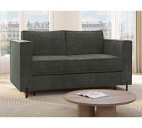 Canapé 3 places convertible express en tissu texturé vert - Couchage 140 cm - Matelas 14 cm - ELORYA