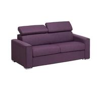 Canapé 3 places convertible express en tissu violet assise mémoire de forme - Couchage 140 cm - Matelas 14 cm mémoire de forme VIZIR
