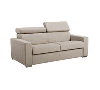 Canapé 3 places convertible express en tissu VIZIR - Beige - couchage 140cm - Matelas 18cm