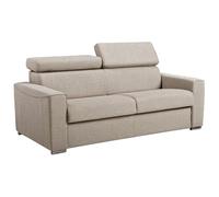 Canapé 3 Places Convertible Express en Tissu Vizir - Beige - Couchage à Lattes Larges 140 cm - Matelas 18 cm