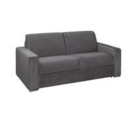 Vente-unique - Canapé 3 Places Convertible Express en Velours Anthracite - Couchage 140 cm - Matelas 16 cm avec Mousse à mémoire de Forme CALITO