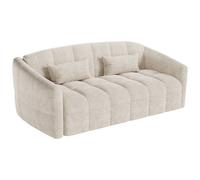 Canapé 3 places convertible express en velours beige - Couchage 140 cm - Matelas 13 cm RETUNA II