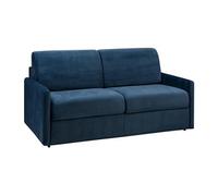 Canapé 3 places convertible express en velours bleu nuit avec assise mémoire de forme - Couchage 140 cm - Matelas 22 cm avec assise mémoire de forme