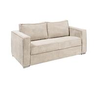 Canapé 3 places convertible express en velours côtelé beige - Couchage 140 cm - Matelas 14 cm LORETO