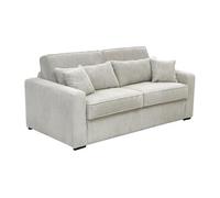 Canapé 3 places convertible express en velours côtelé beige - Couchage 140 cm - Matelas 16 cm - MONDOVI