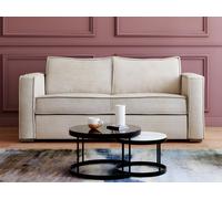 Canapé 3 places convertible express en velours côtelé beige - Couchage 140 cm - Matelas 22 cm avec mémoire de forme LORETO