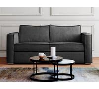 Canapé 3 places convertible express en velours côtelé gris anthracite - Couchage 140 cm - Matelas 14 cm LORETO Gris anthracite