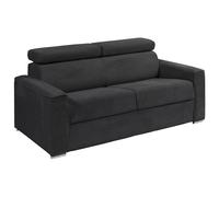 Canapé 3 places convertible express en velours côtelé gris avec assise mémoire de forme - Couchage à lattes larges 140 cm - Matelas 22 cm mémoire de forme VIZIR