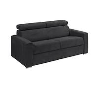 Canapé 3 places convertible express en velours côtelé gris - Couchage 140 cm - Matelas 14 cm - VIZIR