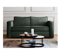 Canapé 3 places convertible express en velours côtelé vert sapin - Couchage 140 cm - Matelas 18 cm LORETO