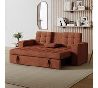 Concept Usine - Canapé convertible 3 places NOHO, velours côtelé terracotta, couchage 160x160 cm