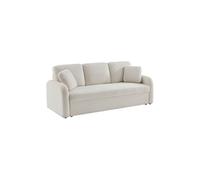 Canapé 3 places cosy rond. tissu bouclettes blanches. Milano. L 210 x P 85 x H 85cm