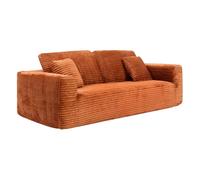 Atmosphera - Canapé compressé solka 3 Places Fourrure côtelée Ambre | Canapé Droit Fixe. Fausse Fourrure Côtelée, Assise et Dossier Semi-ferme. Mobilier de Salon
