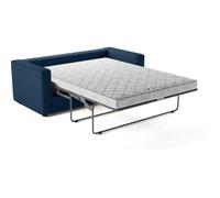 Canapé 3 places - Delta - Tissu Bleu - Convertible semi-express matelas 13cm - 190 x 92 x 90 cm