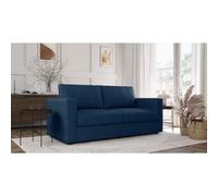 Canapé 3 places - Delta - Tissu Bleu - Convertible semi-express matelas 13cm - 190 x 92 x 90 cm
