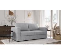 Canapé 3 places - Delta - Tissu Gris Clair - Convertible semi-express matelas 13cm - 190 x 92 x 90 cm