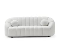 Canapé 3 places design Sidonie Tissu bouclette Blanc