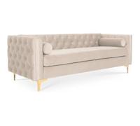 Canapé 3 places Edward Velours Beige pieds doré