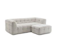 Canapé 3 places en bois et polyester avec pouf écru L228 cm - Oviala