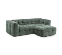 Canapé 3 places en bois et polyester avec pouf vert L228 cm - Oviala